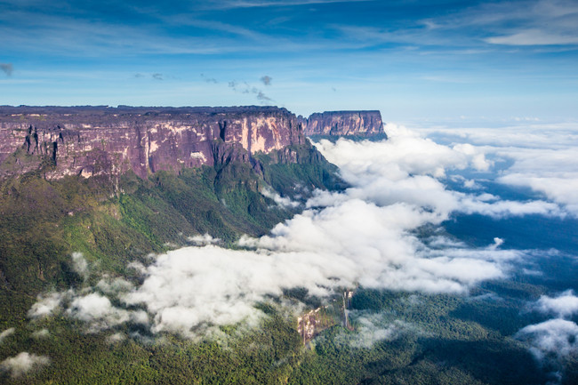 View from the Roraima tepui on Kukenan tepui at the fog - Venezuela, Latin America