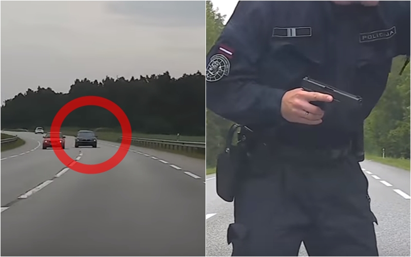 BMW vadītājs Salacgrīvā ar 185km/h traucas pretī policijas auto! Skaties kā tas beidzās VIDEO