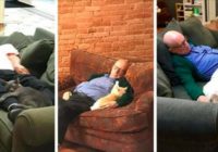 FOTO: Pensionārs palīdz patversmes kaķīšiem, guļot ar viņiem diendusu