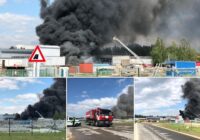 FOTO, VIDEO: Baiss ugunsgrēks Salaspilī – liesmas plosa atkritumu kaudzes un aprij divus traktorus